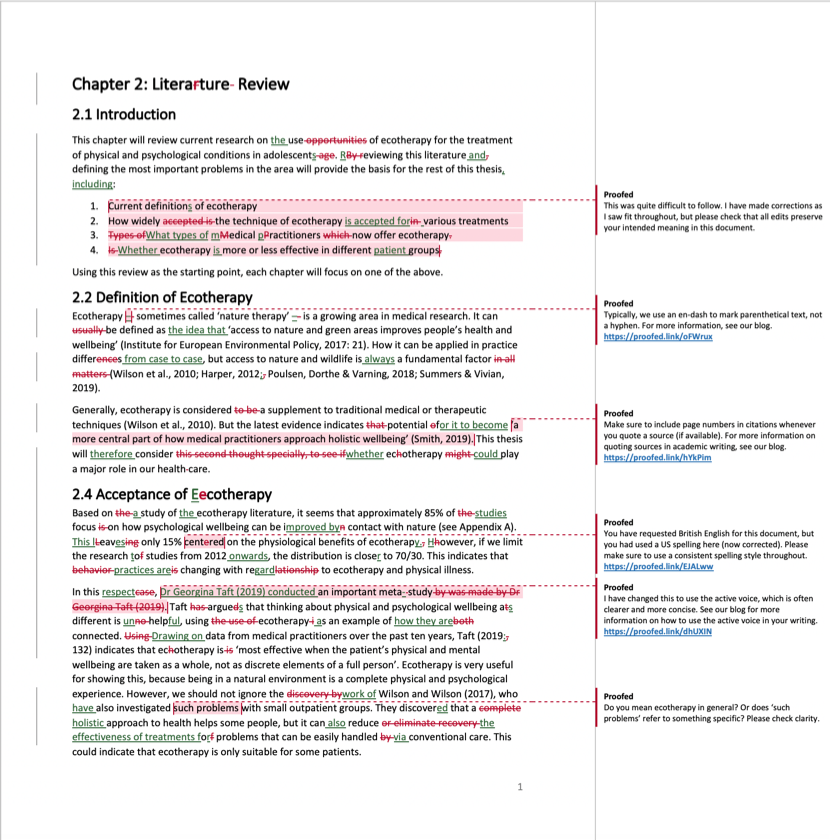 Literature Review Proofreading Example (After Editing)