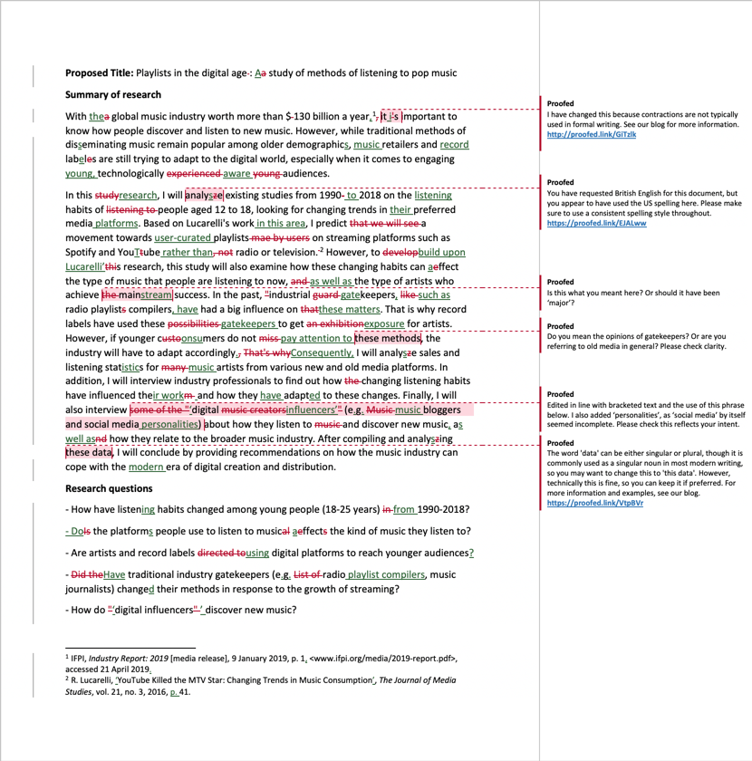 Research Proposal Proofreading Example (After Editing)