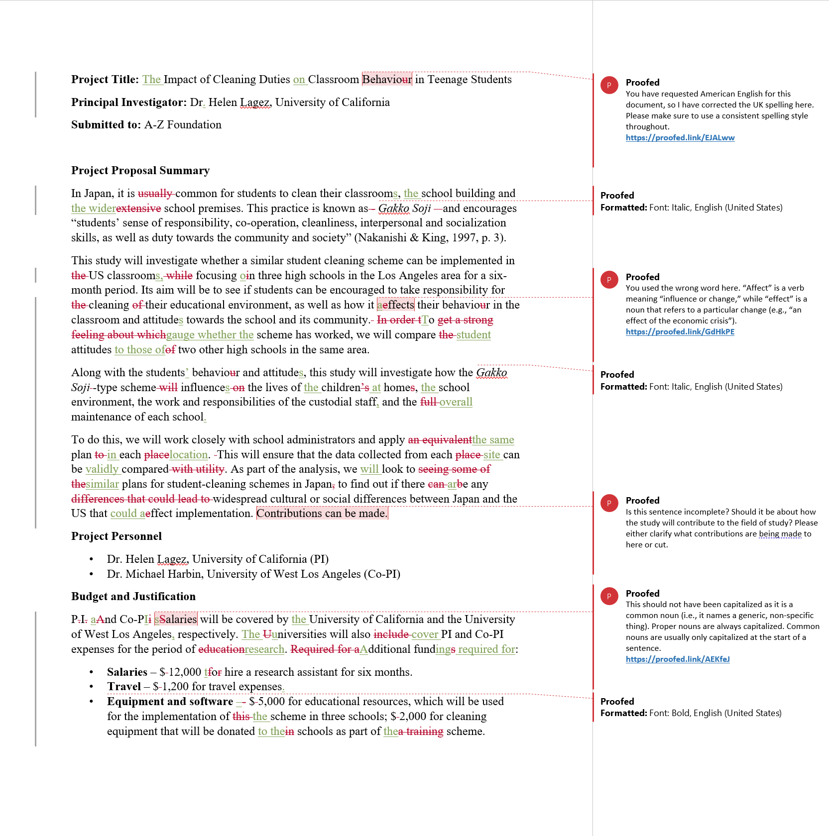 Research Proposal Proofreading Example (After Editing)