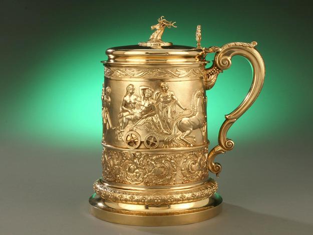 A silver gilt tankard.