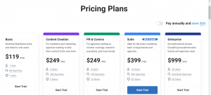 Pricing plan from Buzzsumo